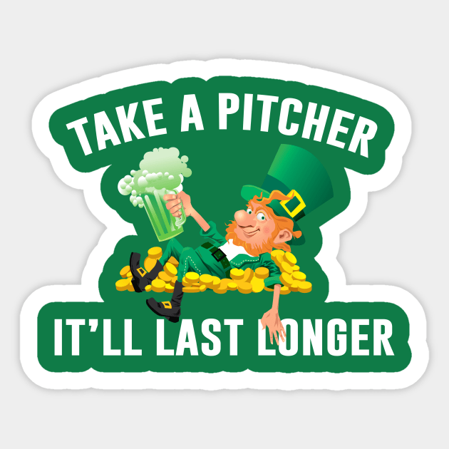 Take A Pitcher It’ll Last Longer St Patrick’s Day Ireland Leprechaun Sticker by Sunoria